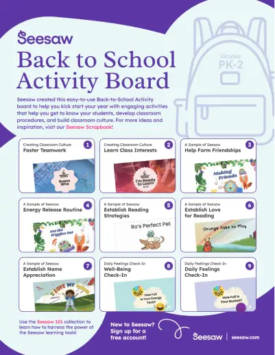 Back to School Activity Board PK-2