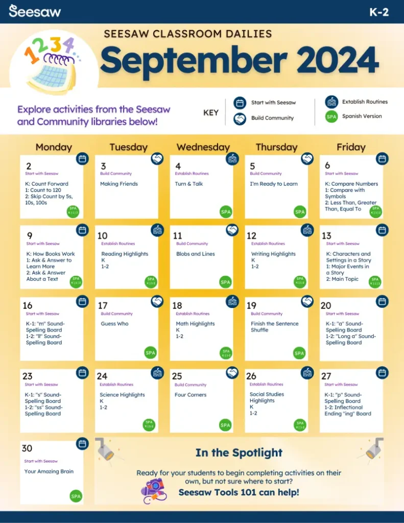 Classroom Dailies K September 2024